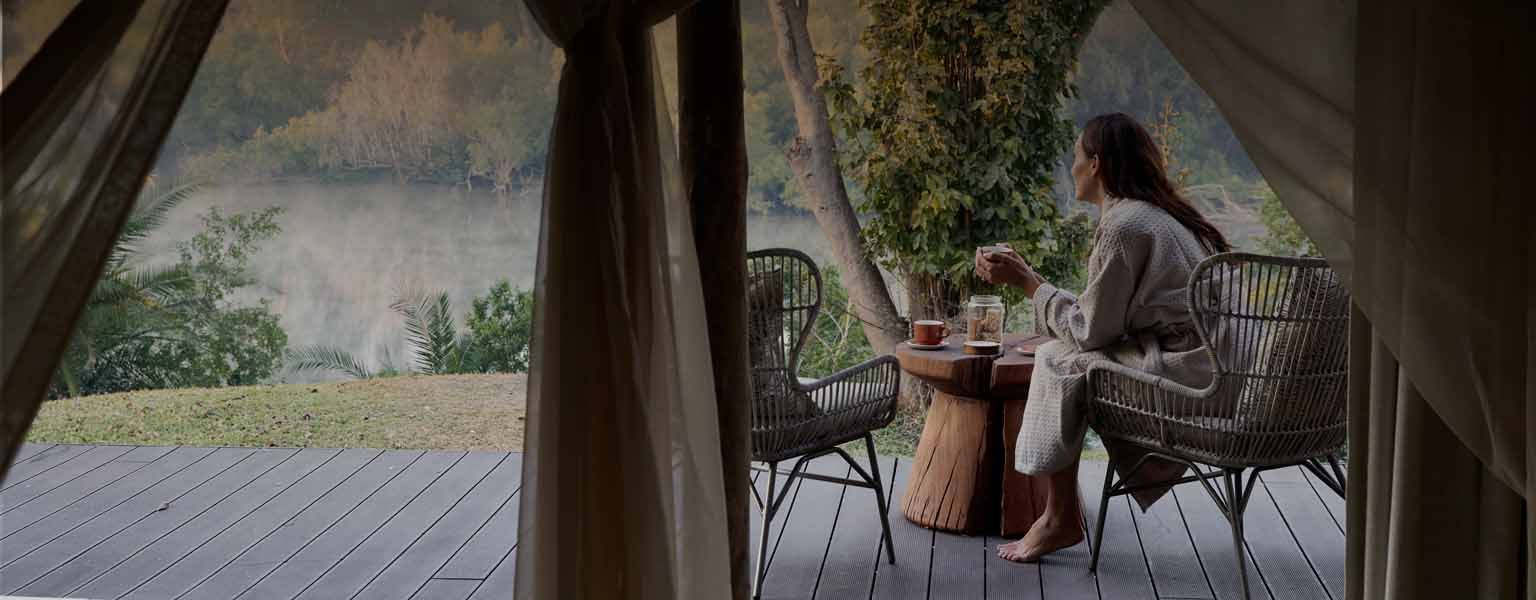 Morning coffee on a private suite deck