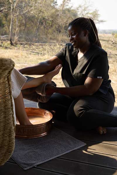 A welcome foot ritual at the spa