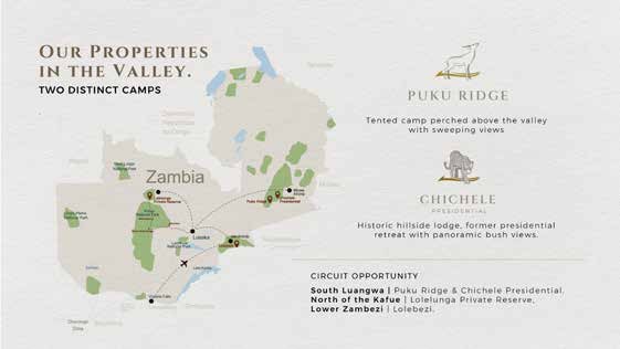Map of ZLLC lodge locations across Zambia